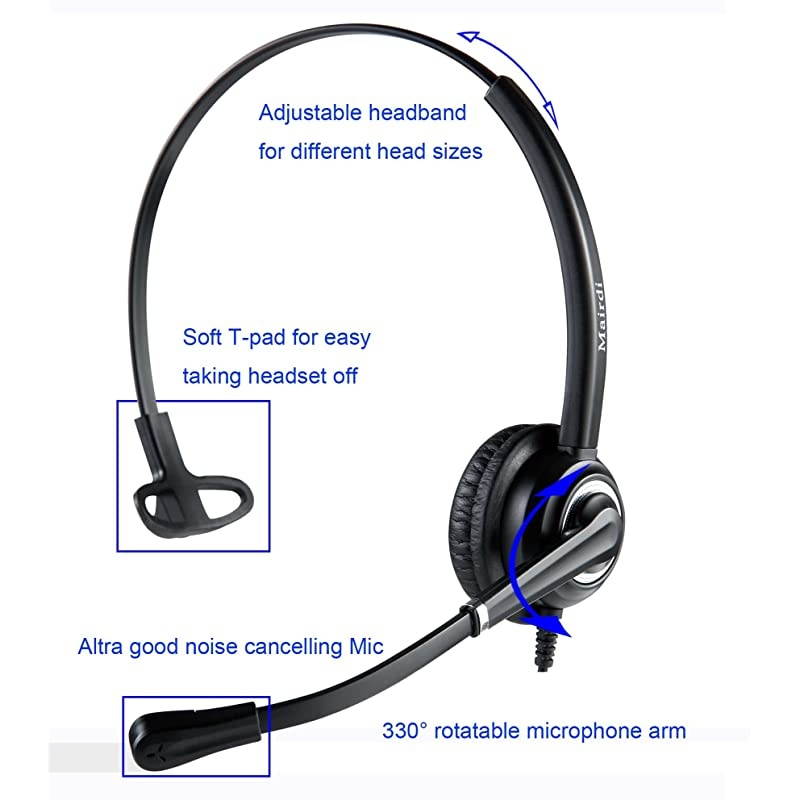 Headset with RJ9 Jack & 3.5mm Connectors for Landline Deskphone Cell Phone PC Laptop, Office Headset for Cisco IP Phone Call Center Office, Work for Cisco 7941 7965 6941 7861 8811