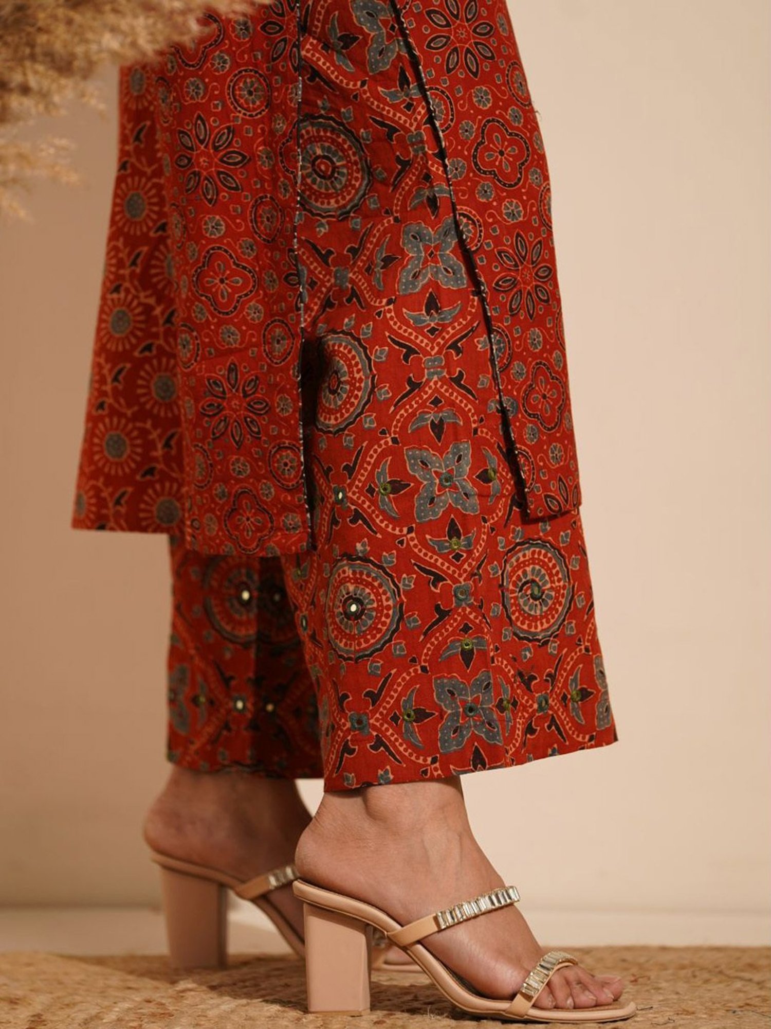 Love Chic Maroon Ajrakh Cotton Palazzos