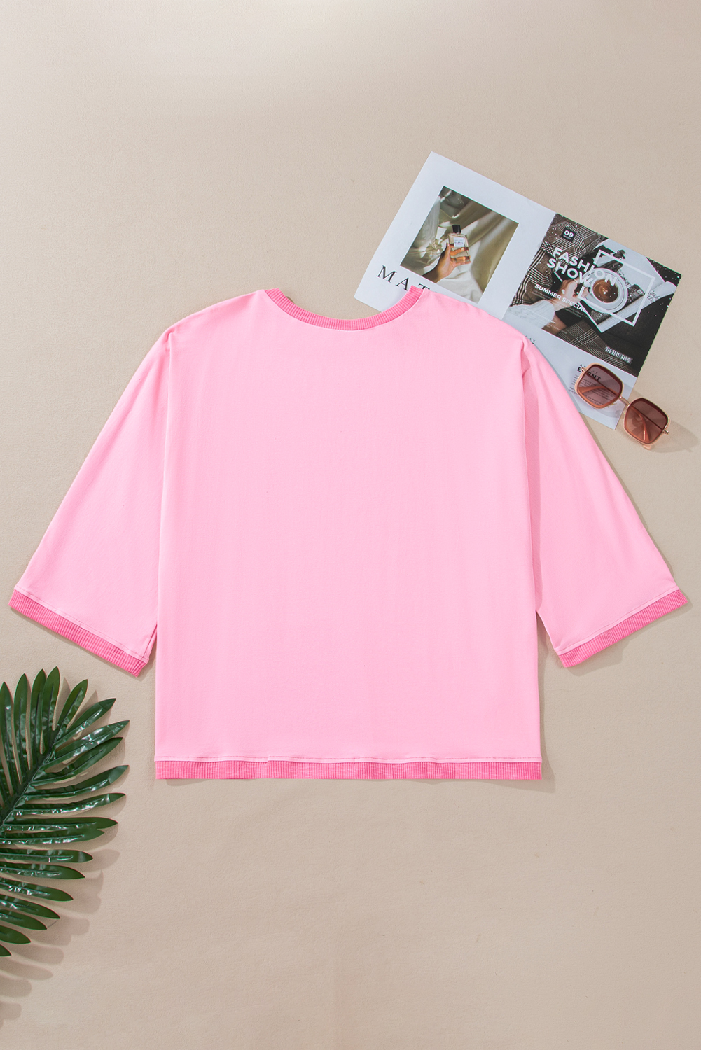 Bonbon Patchwork Bracelet Sleeve High Low Plus Size T Shirt