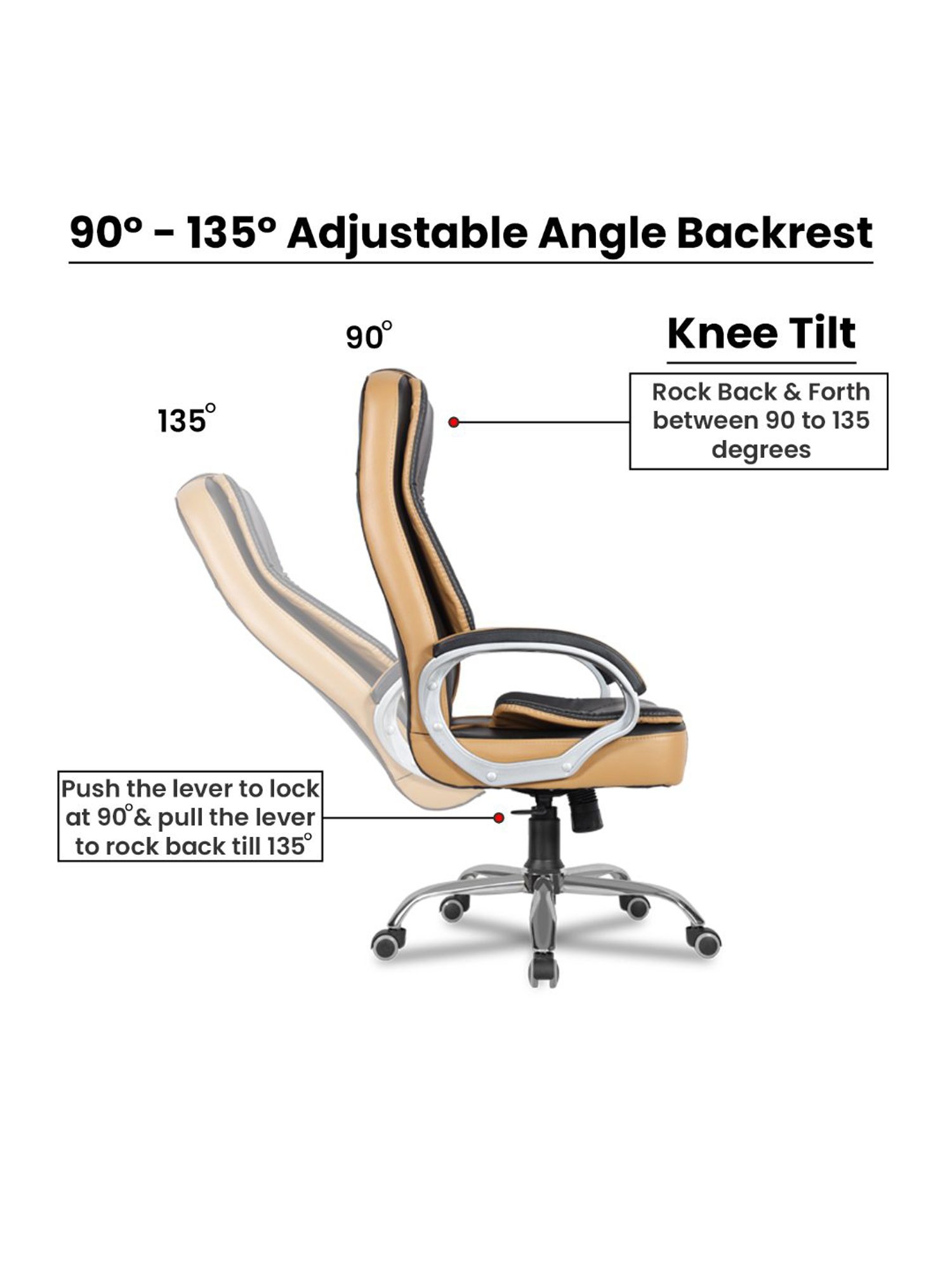 Green Soul Vienna Black & Tan PU Leather High Back Chair