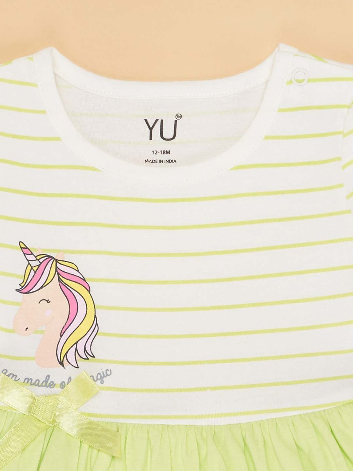 YU by Pantaloons Kids White & Purple Cotton Printed Dress