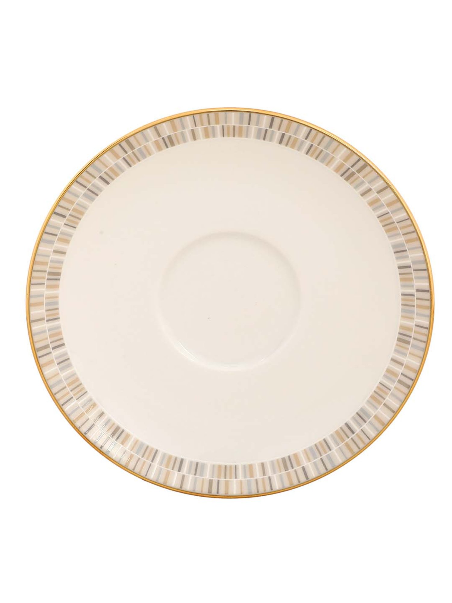 NORITAKE Ville De Lumiere Off-White & Brown Porcelain 0.215 L Tea Set (6 Tea Cups & 6 Tea Saucers)