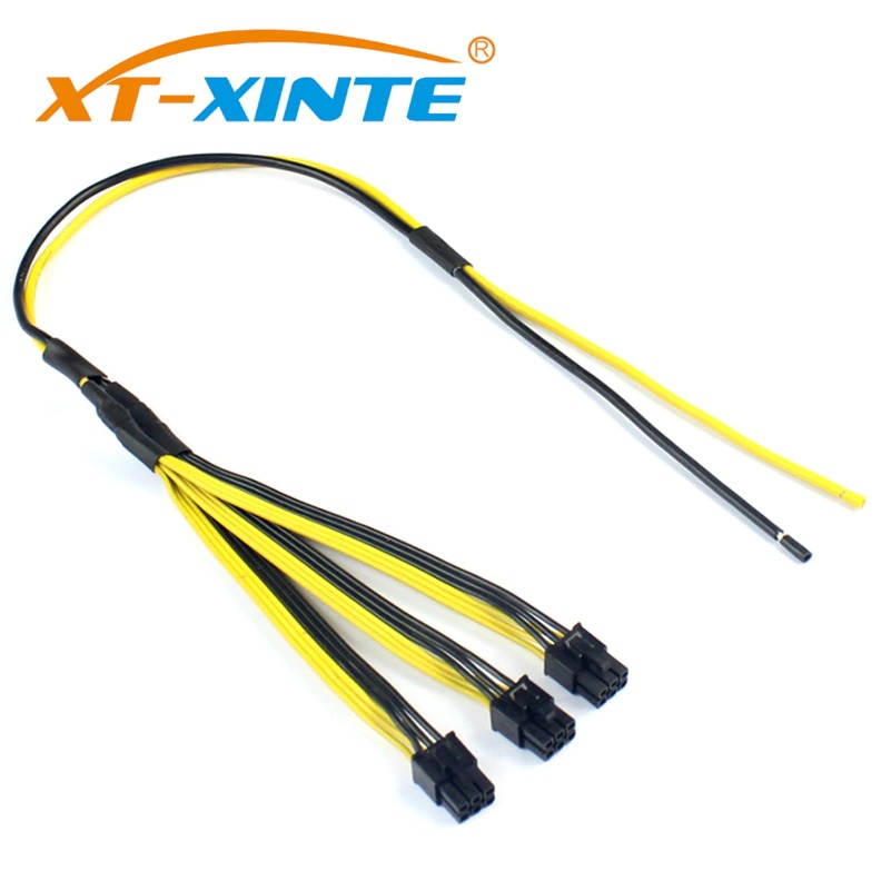 XT-XINTE S7/S9 to Triple 3X PCI-E PCIe PCI Express 6Pin Graphic Card Splitter Power Cable Cord for BTC miner Machine 12AWG+18AWG
