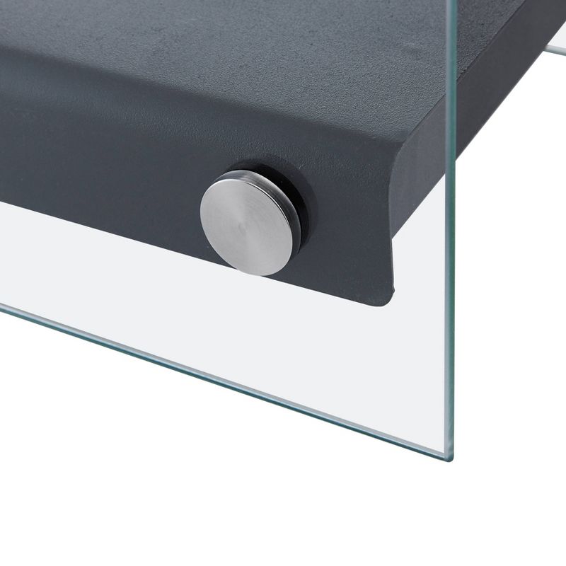 6.75"x7.5" Ventless Smokeless Square Glass & Black Metal Tabletop Fire Pit - Dayna B.