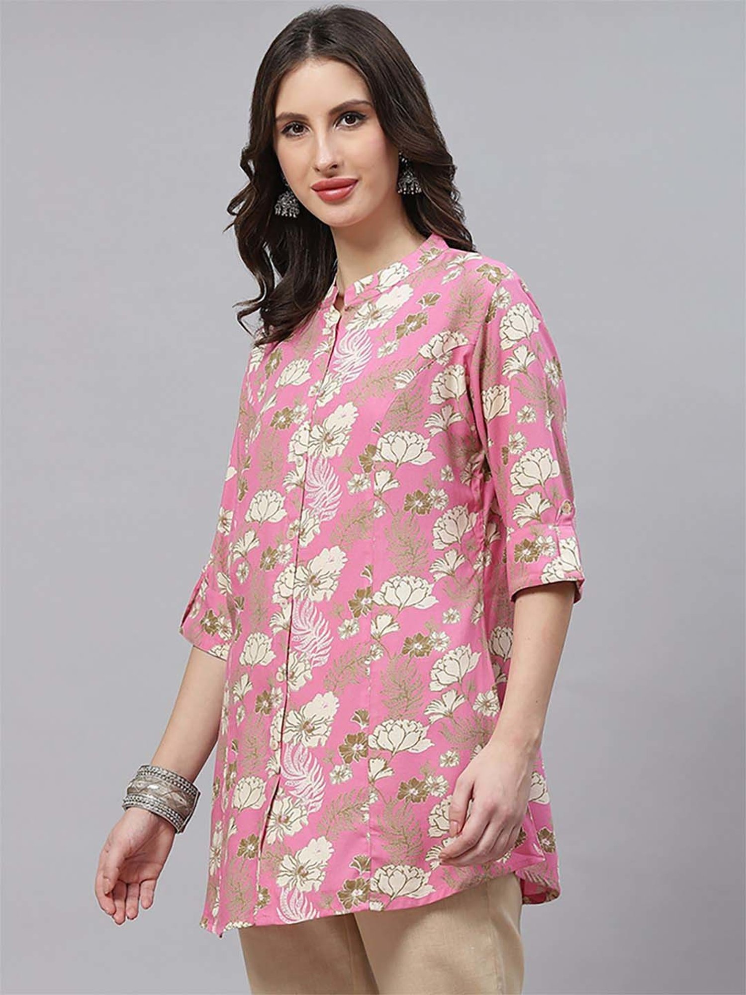 Divena Pink Floral Print Tunic
