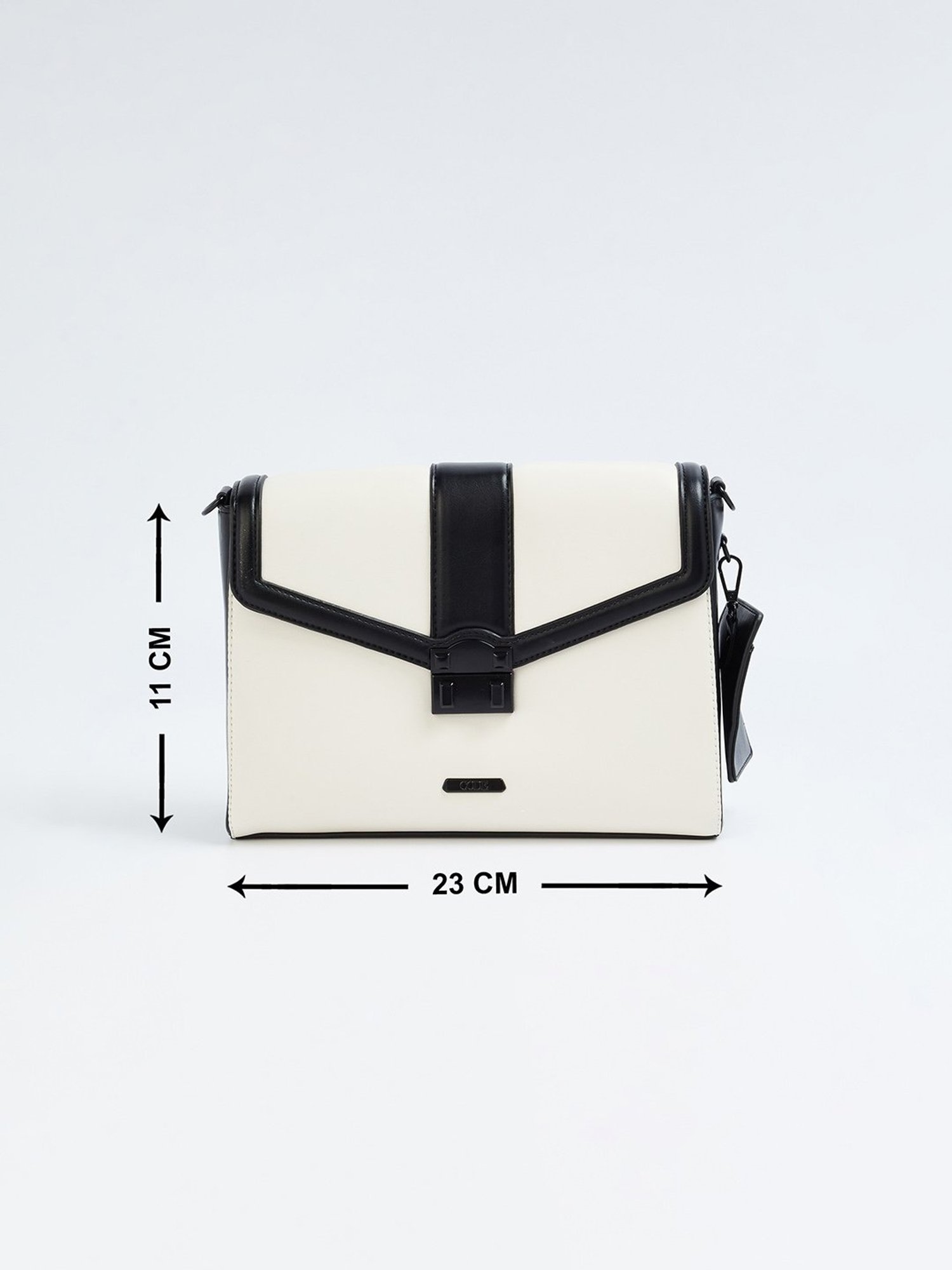 Code by Lifestyle White & Black Textured Sling Handbag