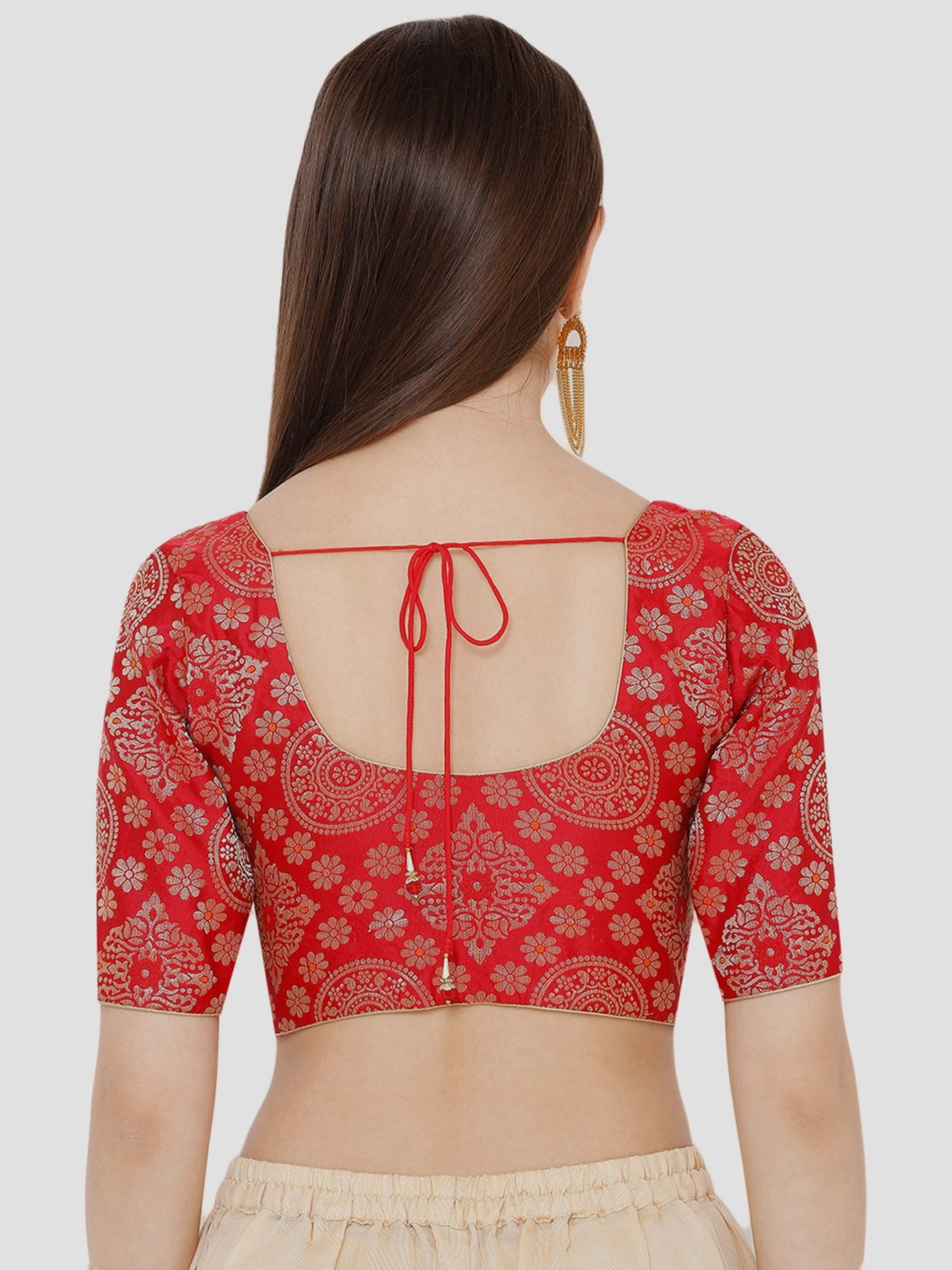 Salwar Studio Red Woven Pattern Blouse