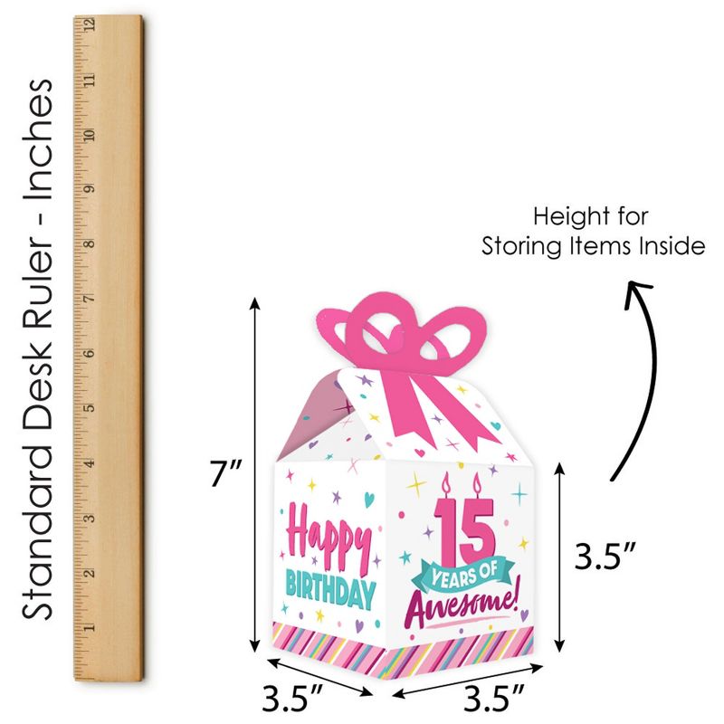 Big Dot of Happiness Adult 50th Birthday - Gold - Square Favor Gift Boxes - Birthday Party Bow Boxes - Set of 12