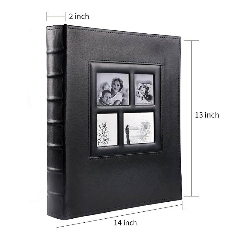 Photo Picutre Album 4x6 500 Photos, Extra Large Capacity Leather Cover Wedding Family Anniversary Photo Albums Holds 500 Horizontal and Vertical Photos (Black)