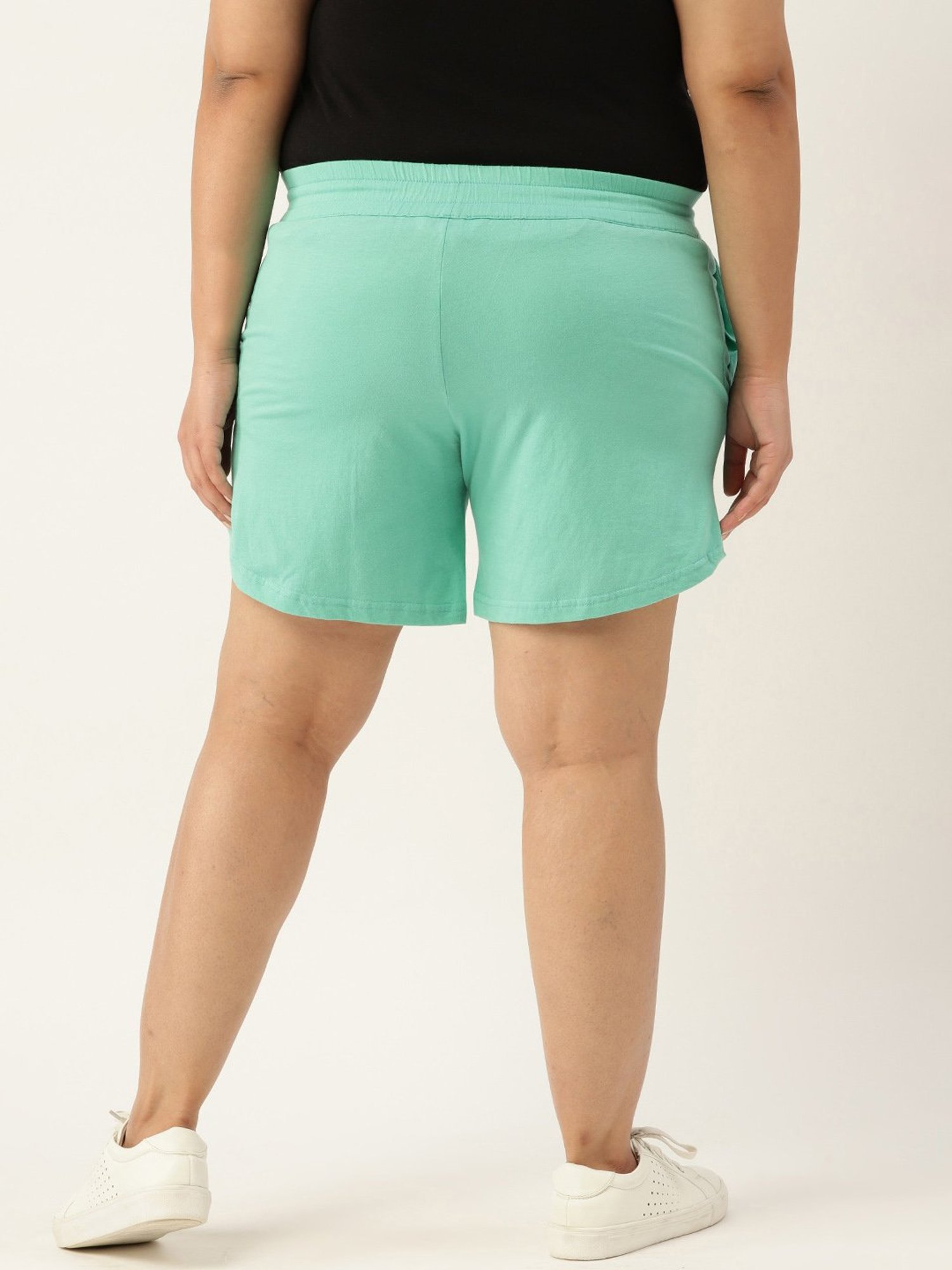 theRebelinme Sea Green Cotton Shorts