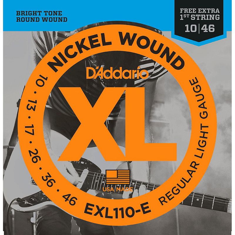 D'Addario EXL110-E Bonus Pack: Light Electric Guitar Strings with Bonus High E String (10-46)