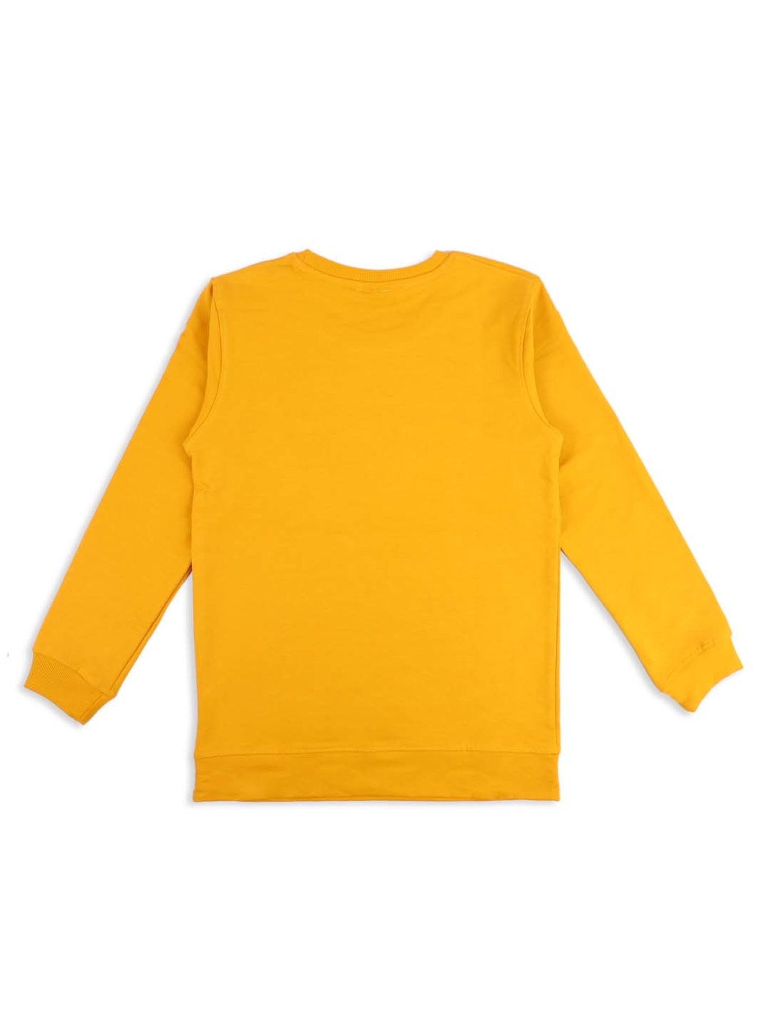 Cavio Kids Yellow Cotton Printed Full Sleeves Sweatshirt