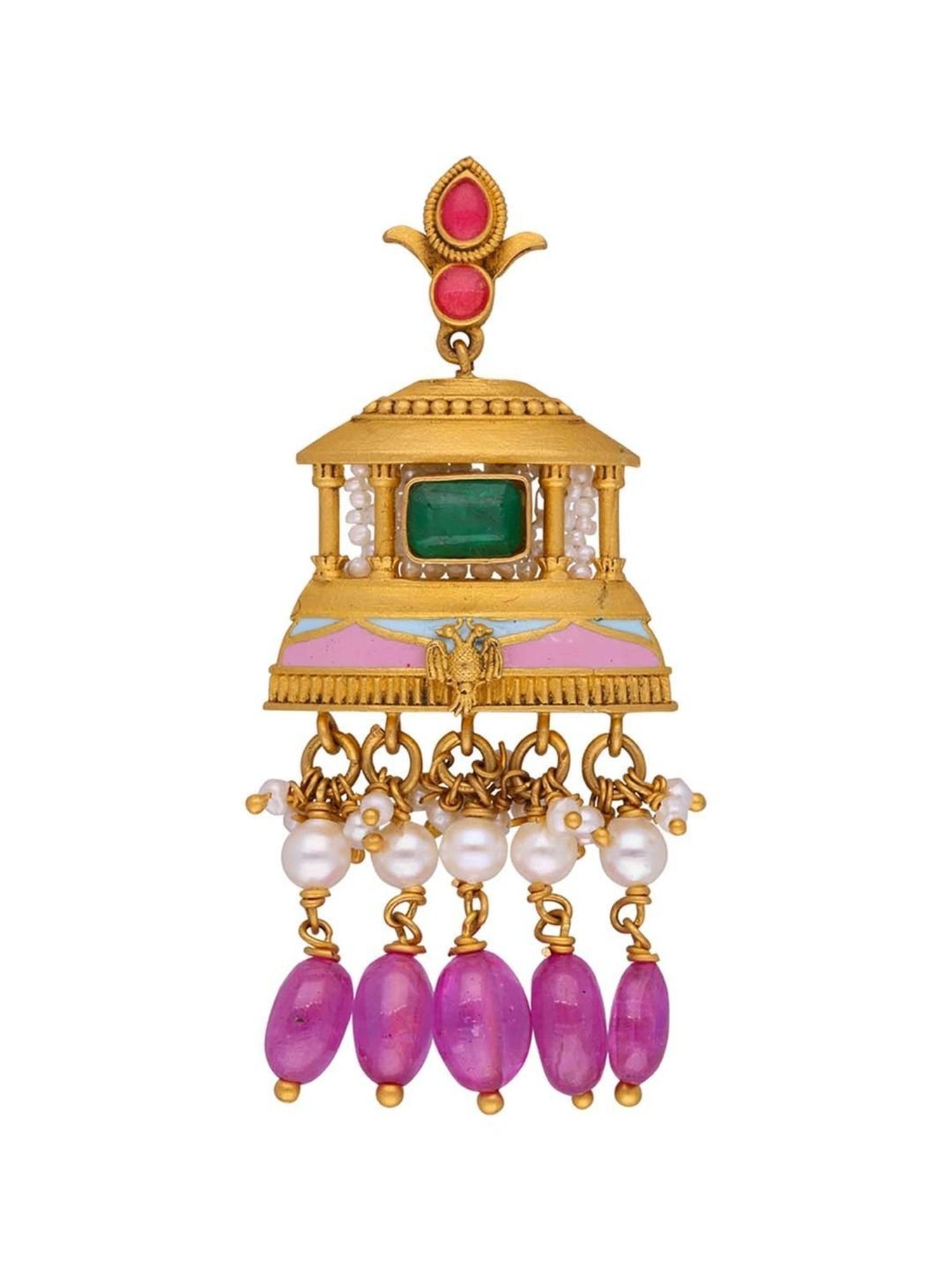 CKC Gemstone Gold Eardrops: Radiant Elegance