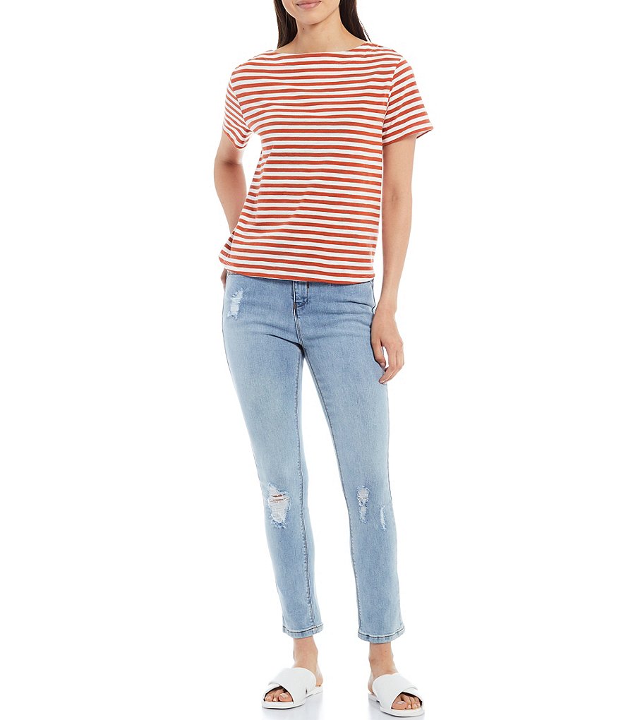 A Loves A Bateau Neck Short Sleeve Stripe Tee