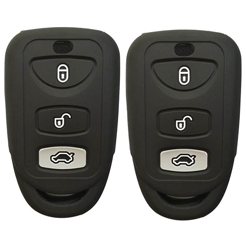 2Pcs Silicone 3buttons Smart Key Fob Remote Skin Cover Protector Keyless Entry Case for Hyundai Elantra Genesis Sonata Kia Sorento Forte Optima Rondo Spectra