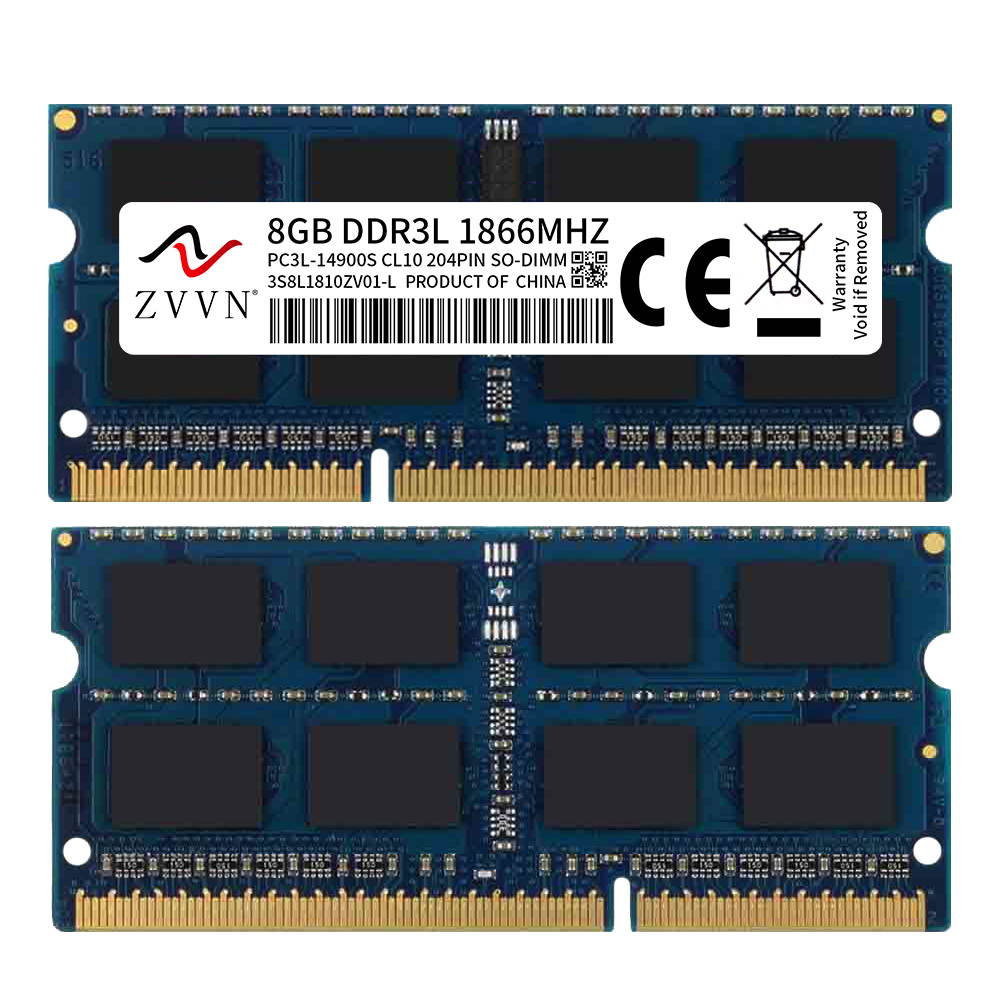 ZVVN 32GB Kit (4x 8GB) DDR3L 1866 (PC3L 14900) 204-Pin 1.35V SO-DIMM RAM Laptop Notebook Memory Blue Model 3S8L18C10ZV04-L