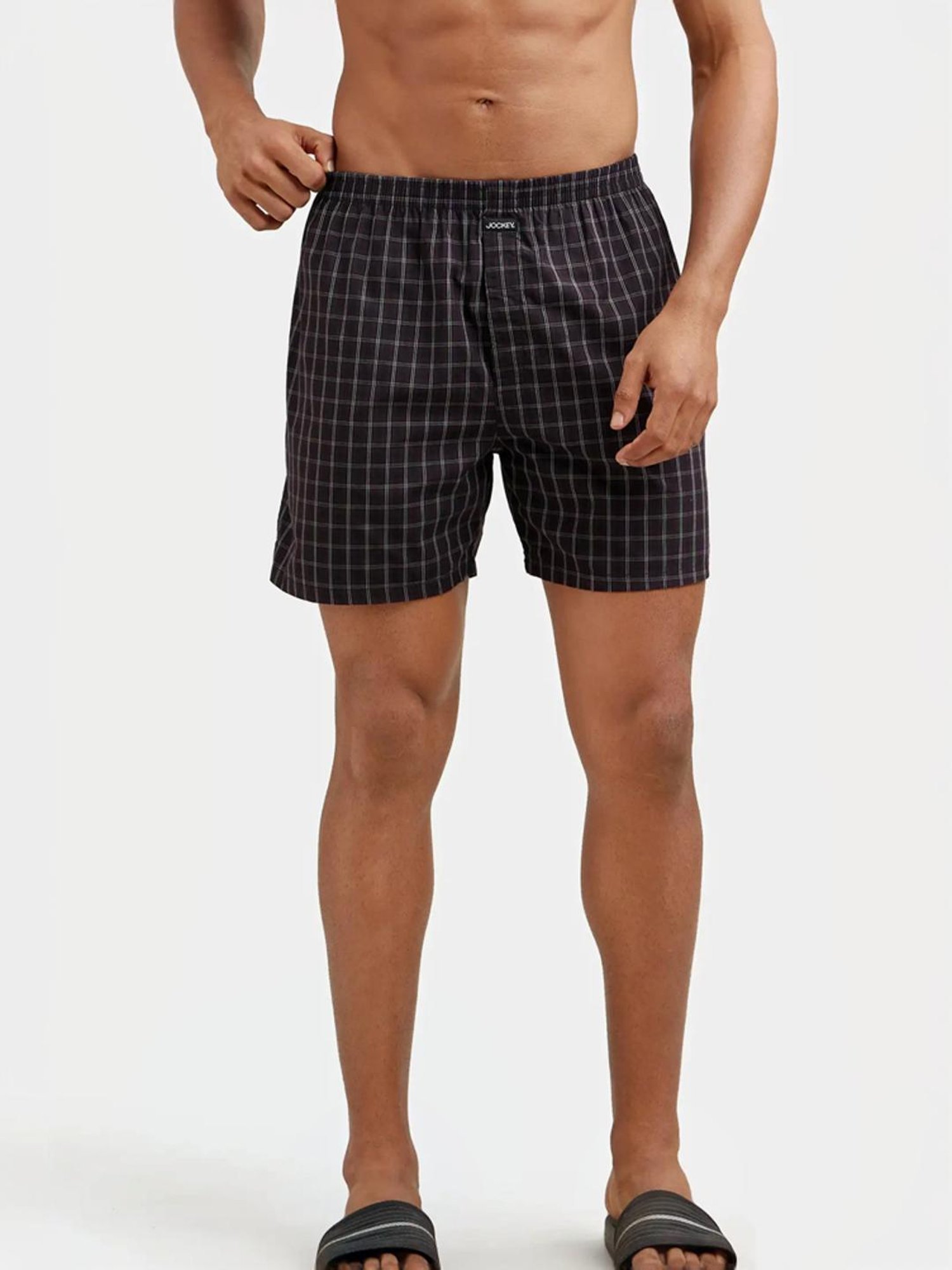 Jockey Black & Navy Regular Fit Check Boxer Shorts - Pack of 2