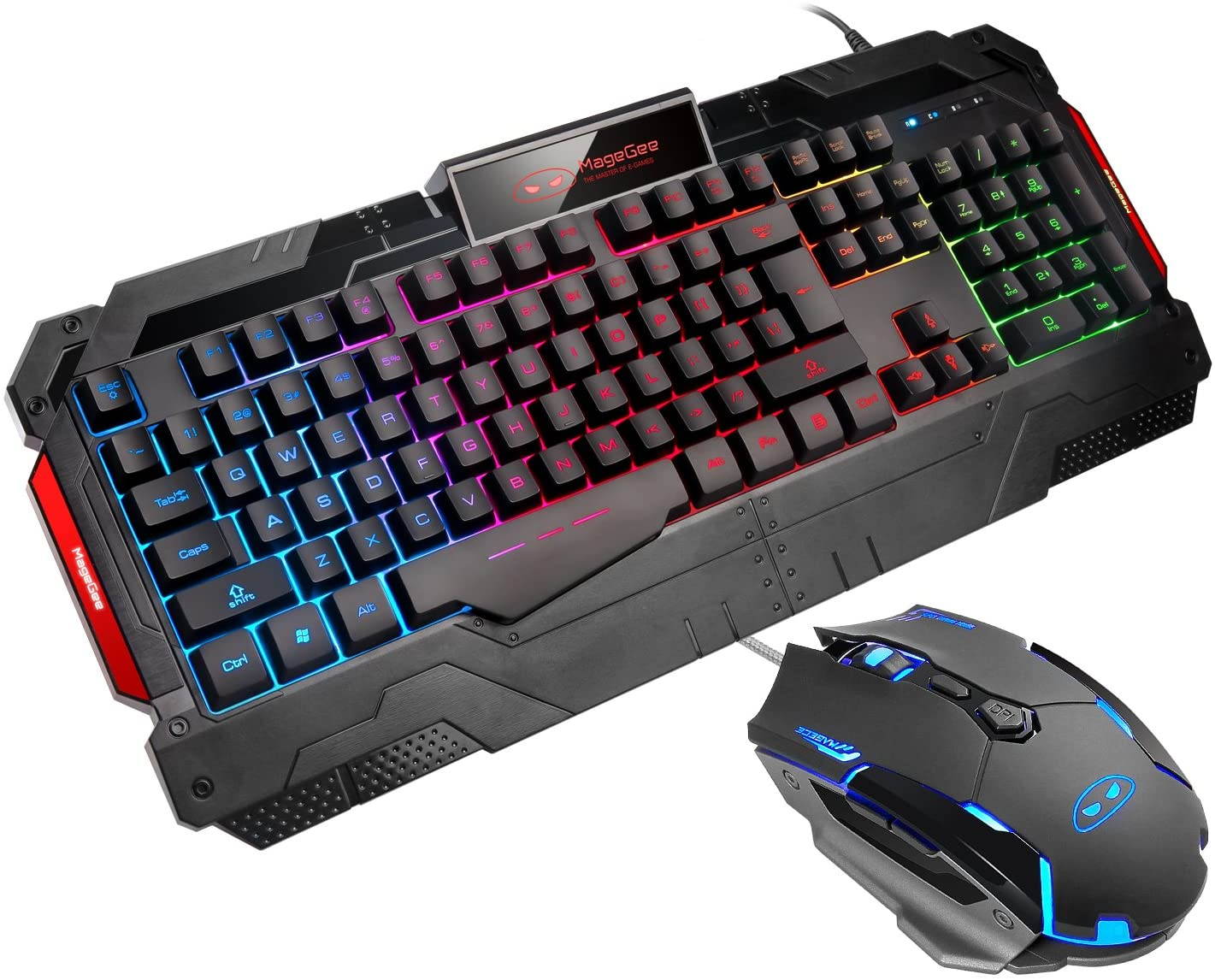 Wire Keyboard and Mouse Combo &mdash; Keyboard and Mouse Included, Breathing LED Backlit Keyboard and Mouse Set, Gaming Mouse and Keyboard Silent 104 Key with Wrist Rest for PC Laptop