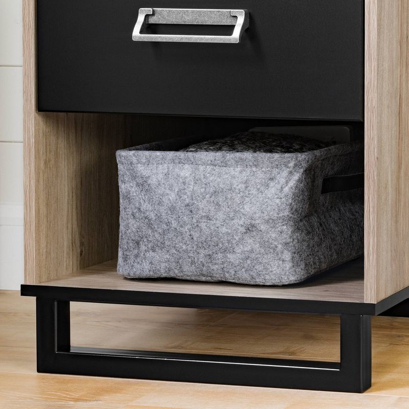 Induzy 1 Drawer Nightstand Rustic Oak and Matte Black - South Shore