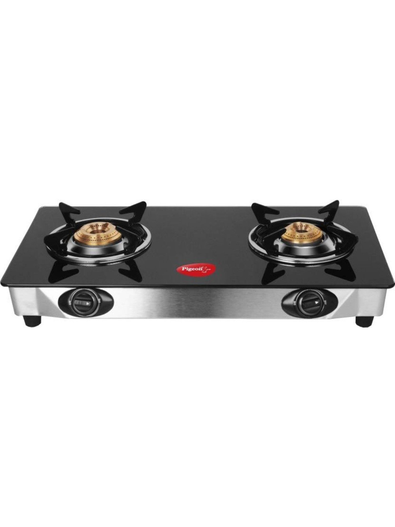 Pigeon Blackline Smart Black Glass Manual Gas Stove (2 Burners)