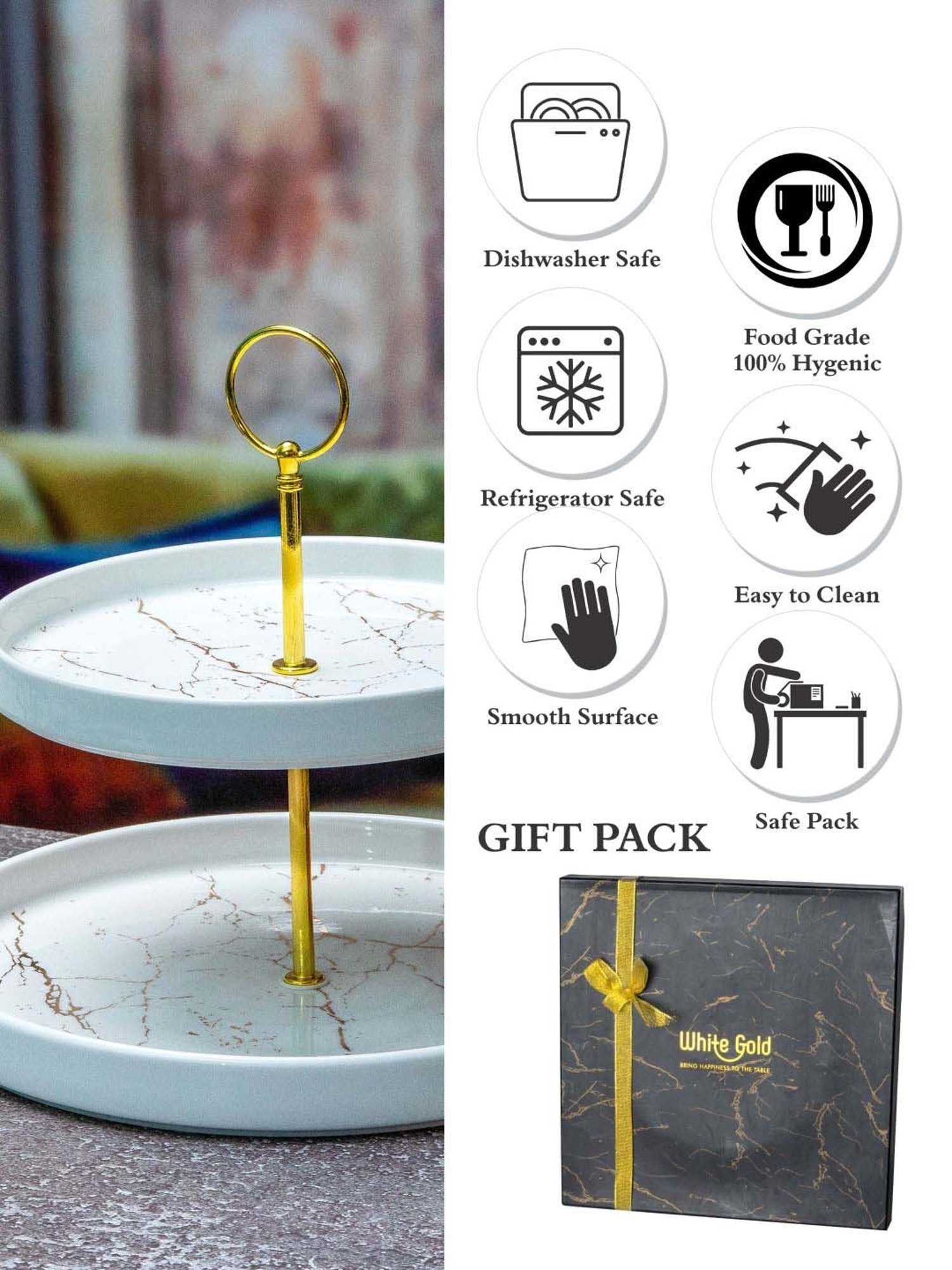 White Gold Porcelain Cake Stand