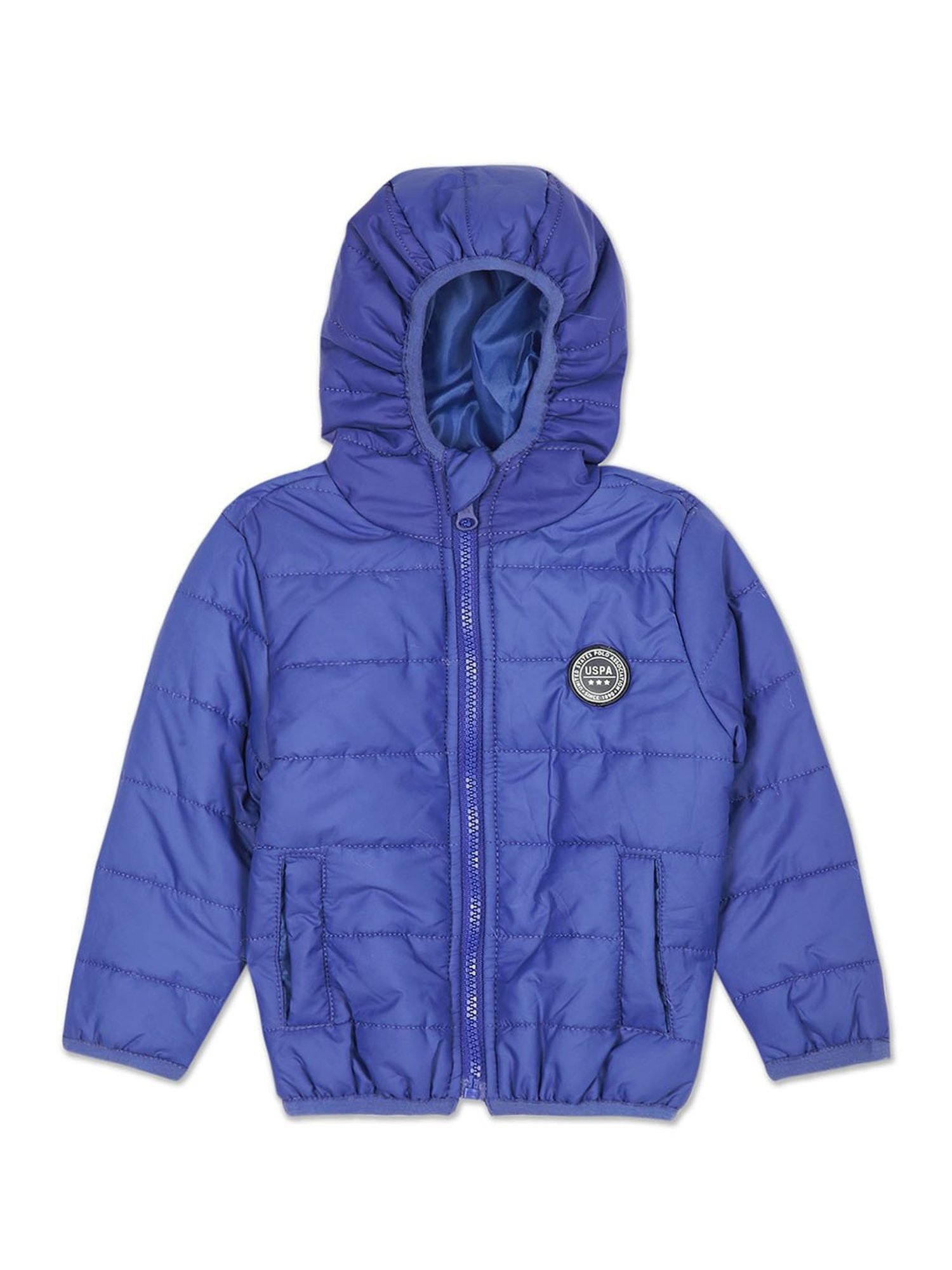 U.S. Polo Assn. Kids Blue Quilted Full Sleeves Puffer Jacket
