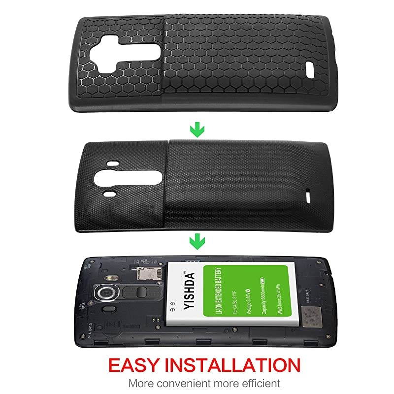 Battery for LG G4 6600mAh Replacement LG G4 Extended Battery BL51YF with Back Cover amp TPU Protective Case for H815 H812 H811 H810 VS986 VS999 US991 LS991 F500 Phone | LG G4 Battery
