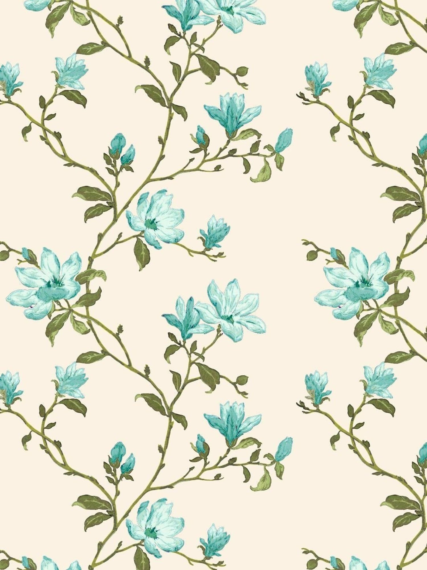 SPACES DRAPE STORY Elegent Floral Turquoise Green & White Polyester 5 ft Window Curtains - Set of 2