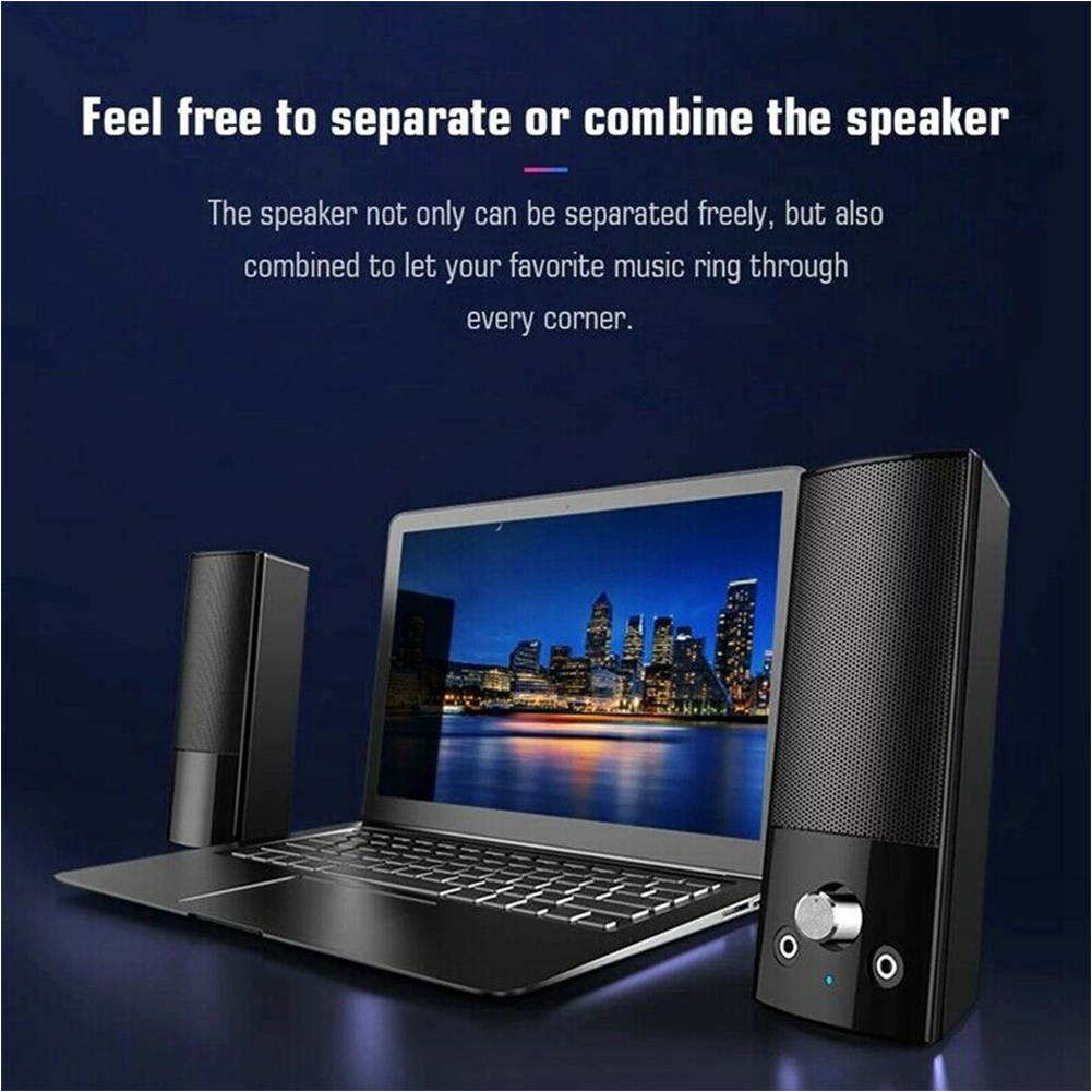 USB Desktop Computer Bluetooth Speaker Stereo Sound Home Subwoofer Mini Speaker with 3.5mm Audio Jack Detachable Speaker