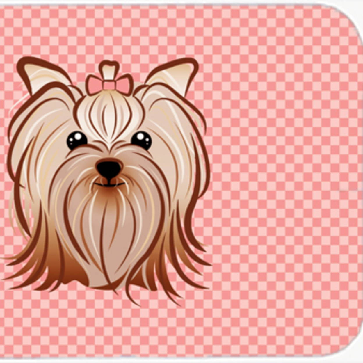 Checkerboard Pink Yorkie Yorkishire Terrier Mouse Pad, Hot Pad or Trivet BB1204MP