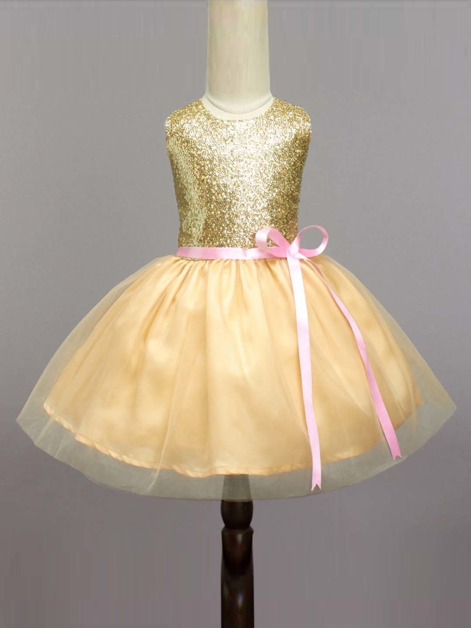 The Magic Wand Kids Golden Embellished Dress