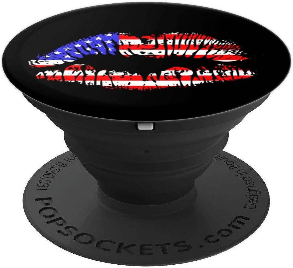 American Flag Lips Kiss Pop Socket Patriotic Stars & Stripes