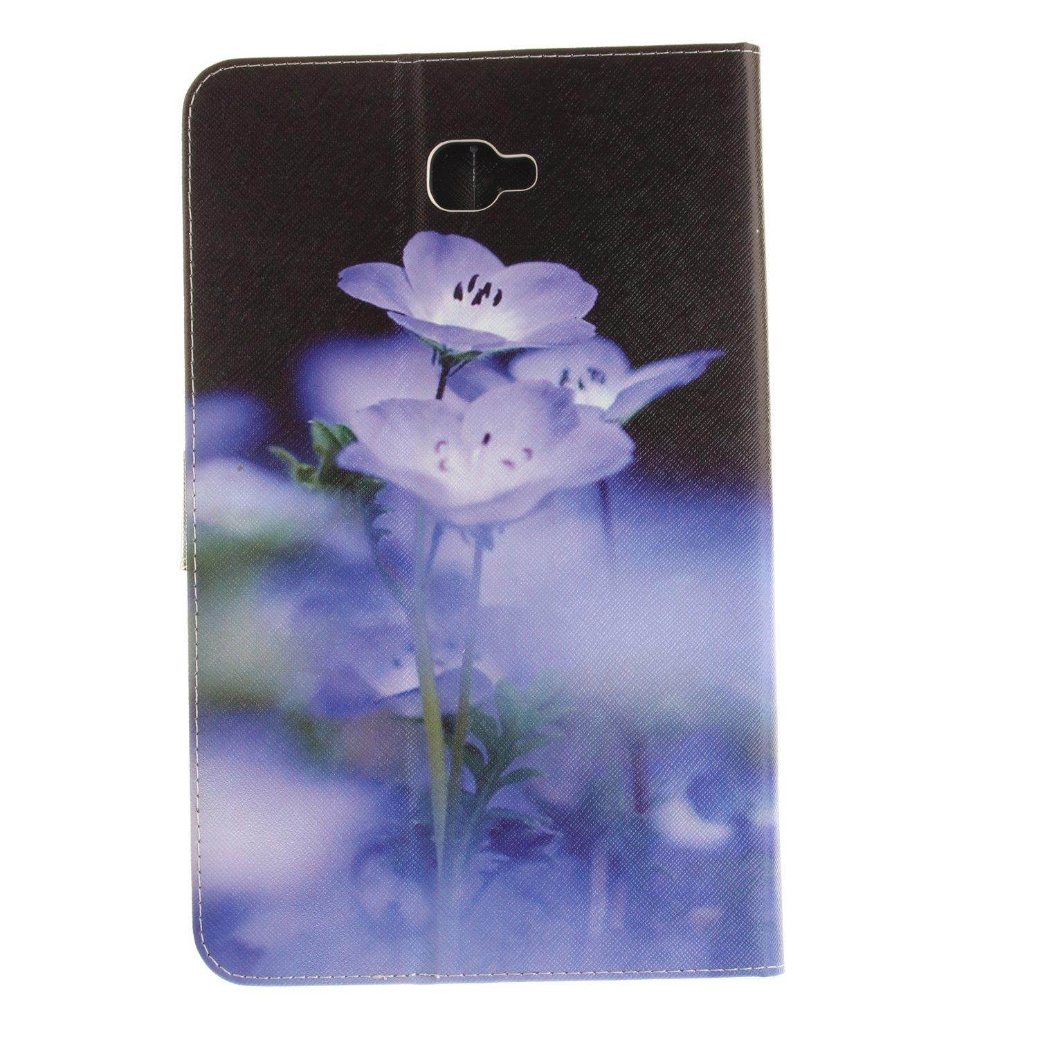Galaxy Tab A 10.1 T580 Case,UUcovers Cute Cartoon PU Leather Protective Magnetic Closure Flip Stand Wallet Case for Samsung Galaxy Tab A 10.1 T580-Blue Flower