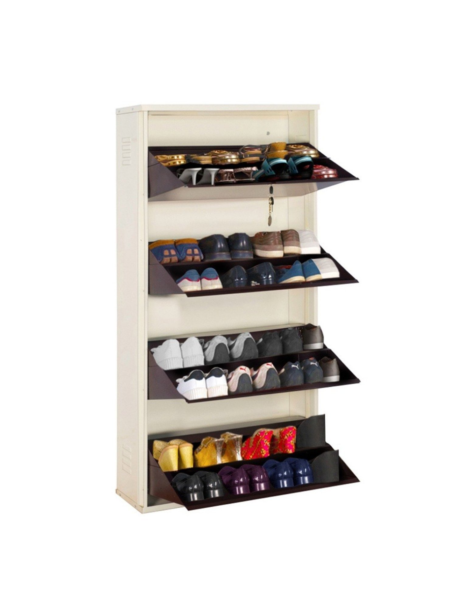 Delite Kom Metal Shoe Rack - 24" 3 Shelf, Ivory Green, PowderCoat, Wall Mount, DIY