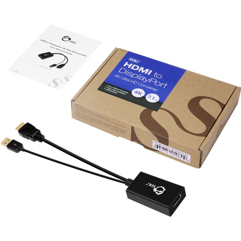 SIIG HDMI to DisplayPort 4K Ultra HD Converter - 9.80" DisplayPort/HDMI/USB A/V Cable for Notebook, Monitor, Audio/Video Device