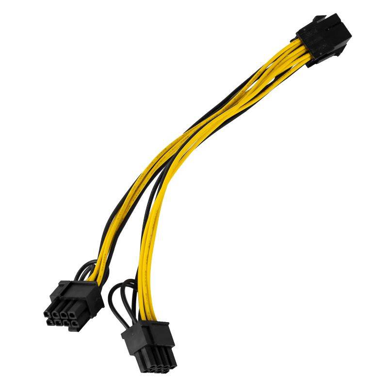 PCI-e 6 Pin to Dual 8 Pin Power Adapter Cable for Video Display Card