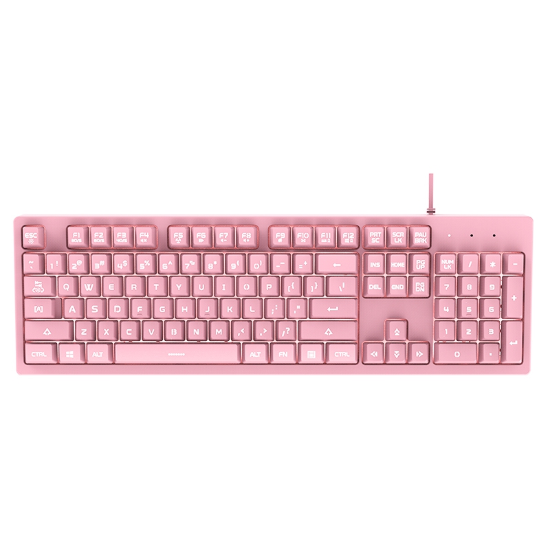 Ajazz DKS100 Quiet Keyboard, DOUYU White Backlit Mechanical Feel Membrane Gaming Keyboard, Wired 104 Keys for Gaming Office and Typing