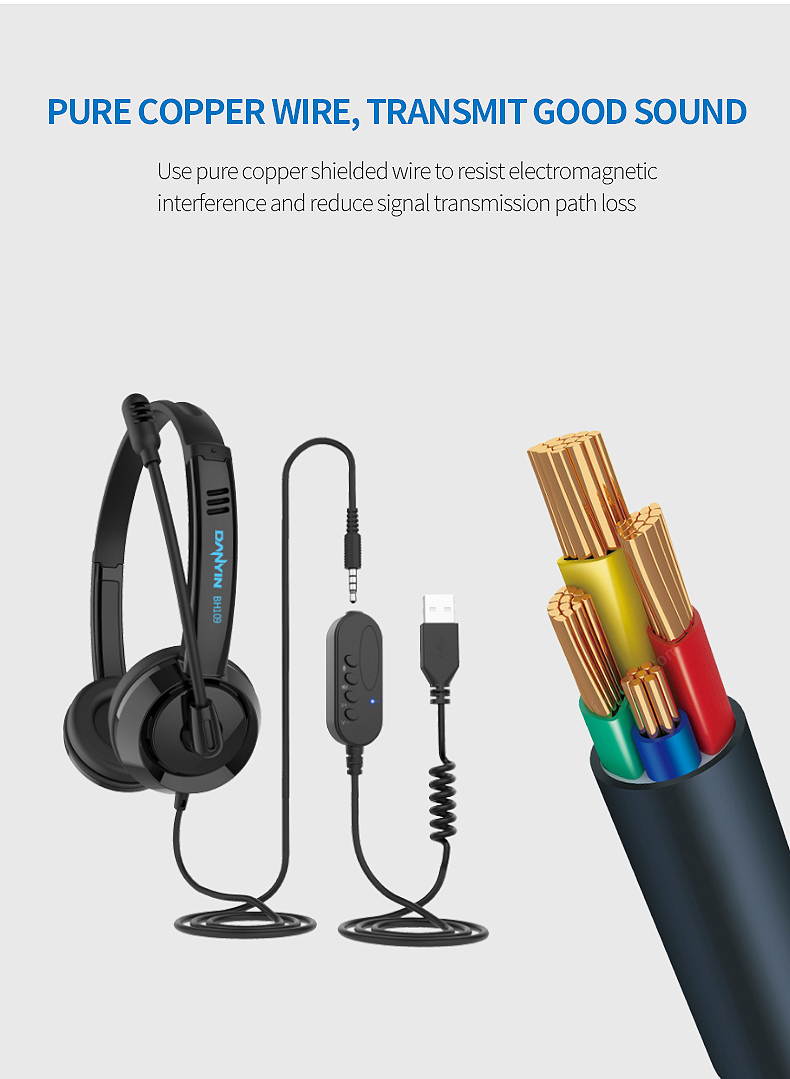 USB Headset Computer Headset with Noise Cancelling Microphone, Lightweight PC Headset Office Headphones Wired Headphones USB/3.5MM Headset for Skype Webinar Cell Phone Call Center