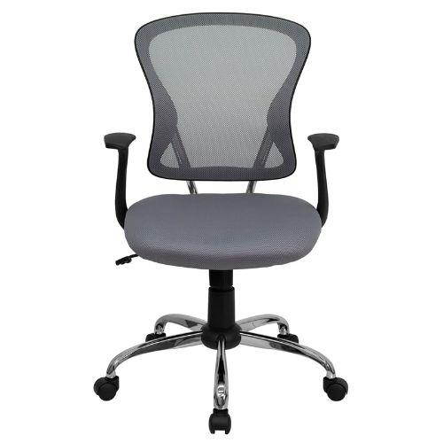 Mid-Back Gray Mesh Swivel Task Chair with Chrome Base and Arms
