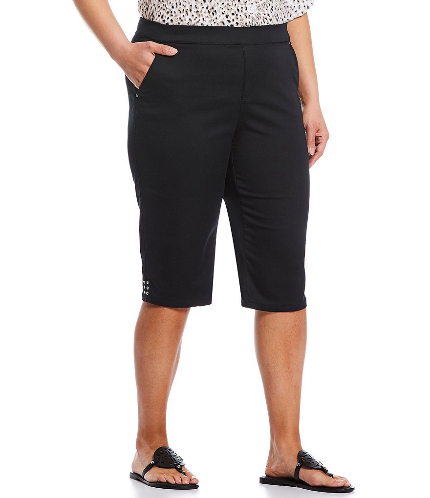 Intro Plus Size Rose Tummy Panel Pull-On Skimmer Short