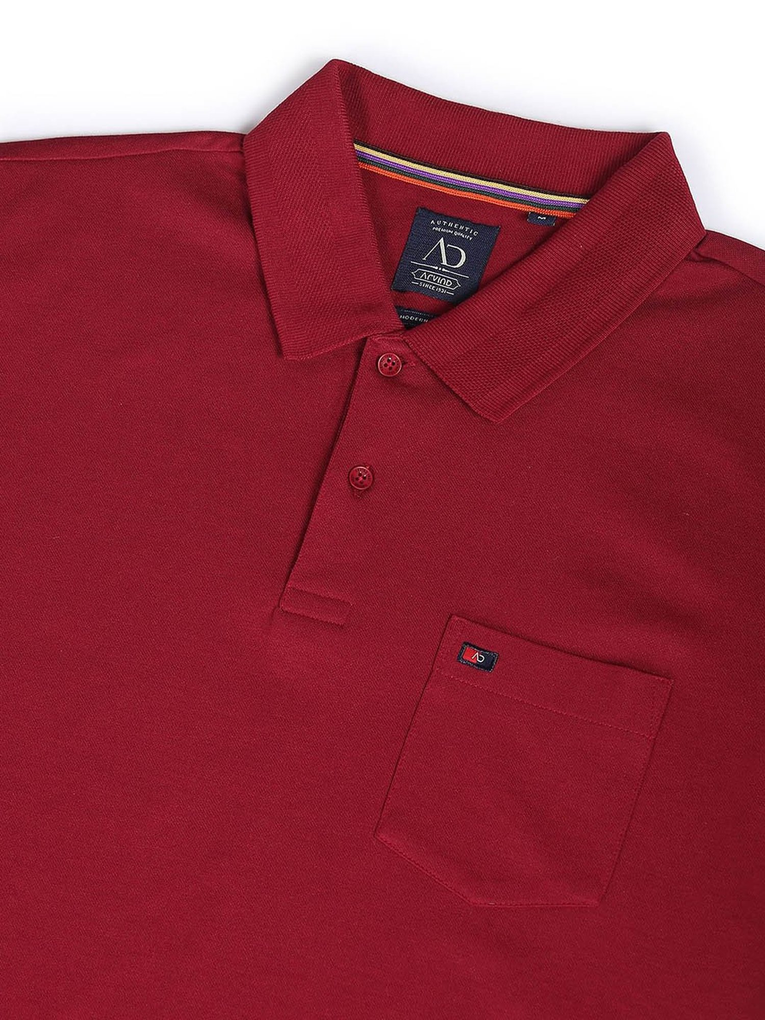 AD by Arvind Wine Slim Fit Polo T-Shirt
