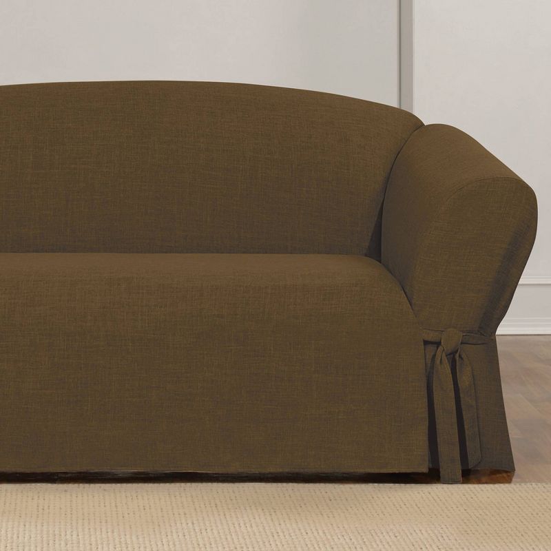 Chocolate Designer Linen Sofa Slipcover - Sure Fit