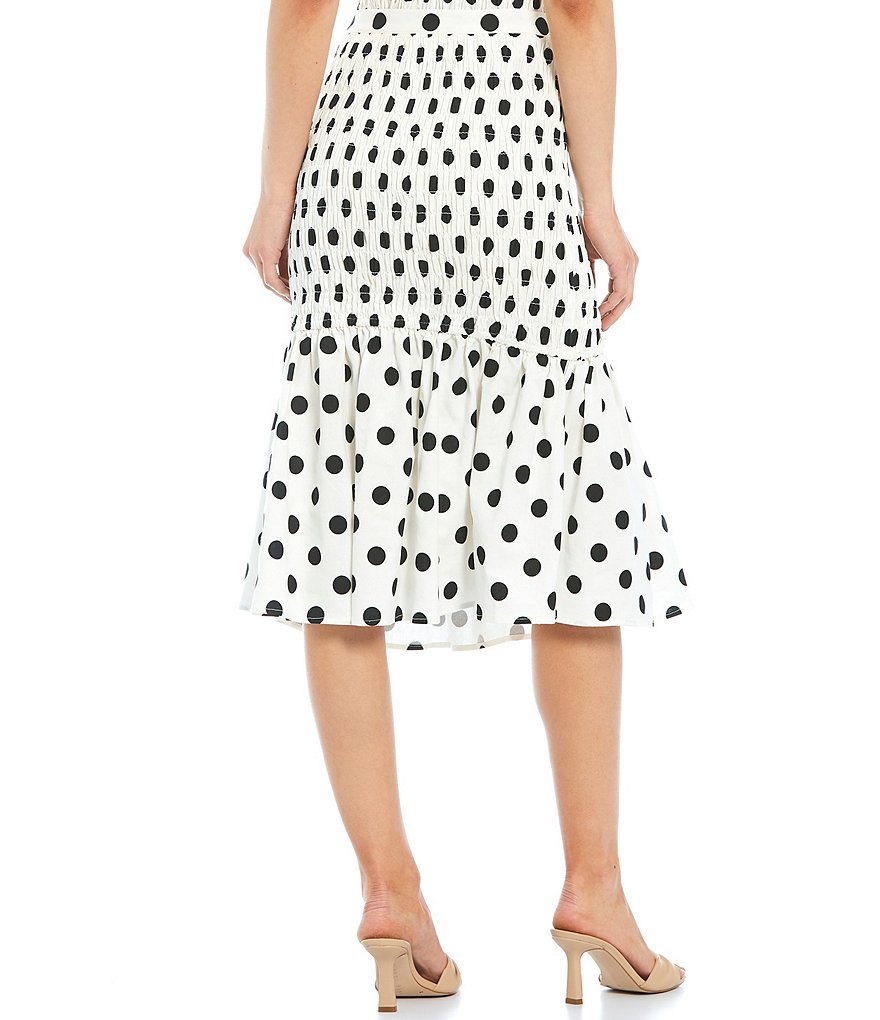 Sugarlips Polka Dot Smocked Tiered Hem Coordinating Midi Skirt