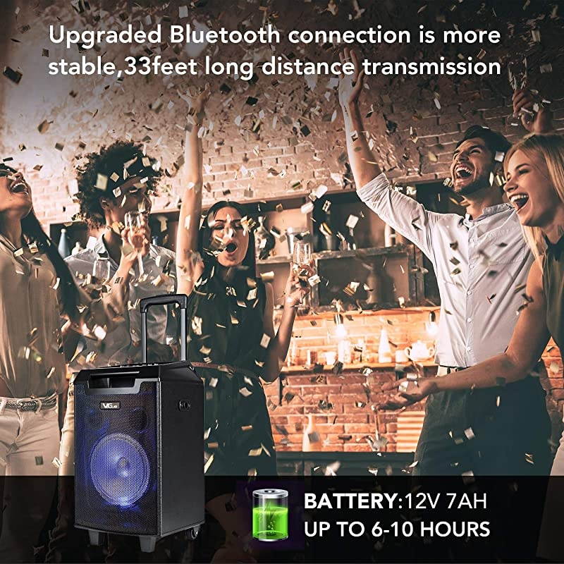 Wireless Karaoke Machine, Portable PA System Bluetooth Speaker with 8'' Subwoofer, Wireless Singing Machine for Home Karaoke, Party, Meeting, Outdoor/Indoor Activities