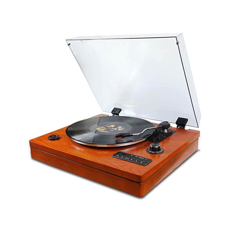for Vinyl Records 3 Speed Portable Phonograph Record Player with Wireless Speakers Bluetooth Auxin USB Port for Flash Drive