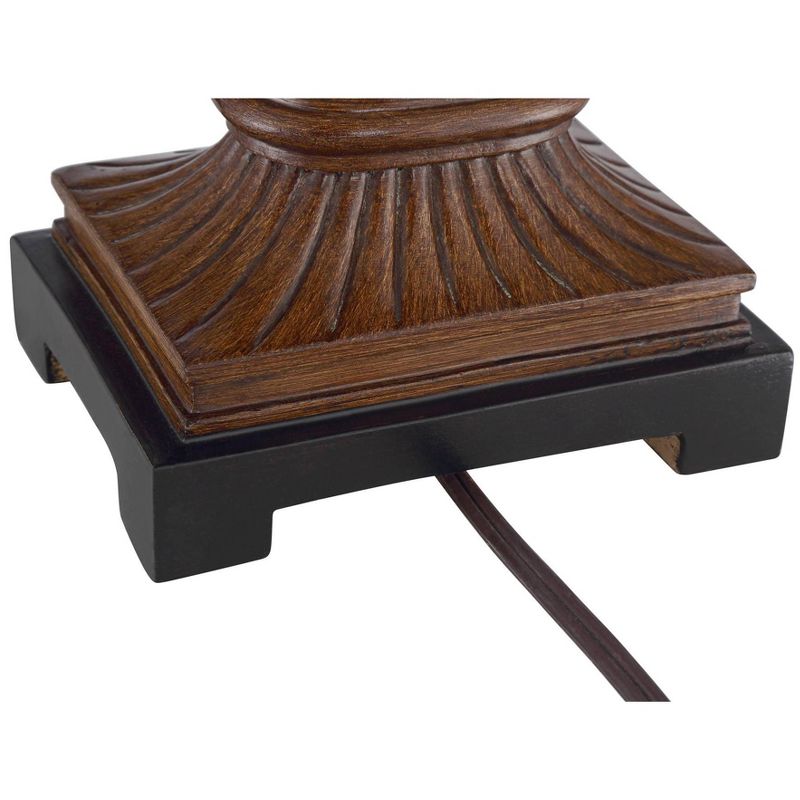 Barnes and Ivy Traditional Table Lamps Set of 2 Leafwork Bronze Vase Light Tan Cut Corner Rectangular Shade Living Room Bedroom