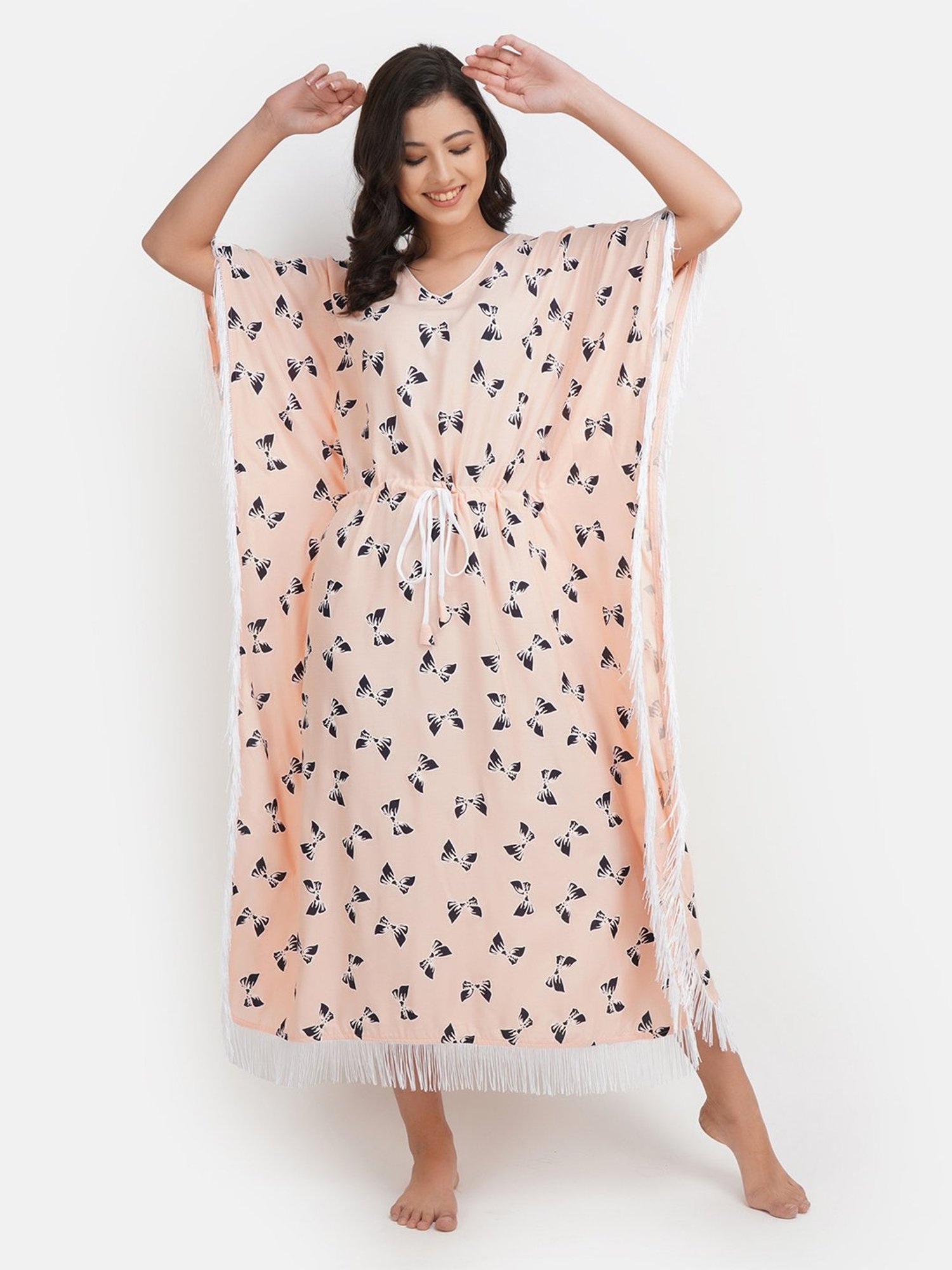 KOI SLEEPWEAR Peach Printed Kaftan Nighty