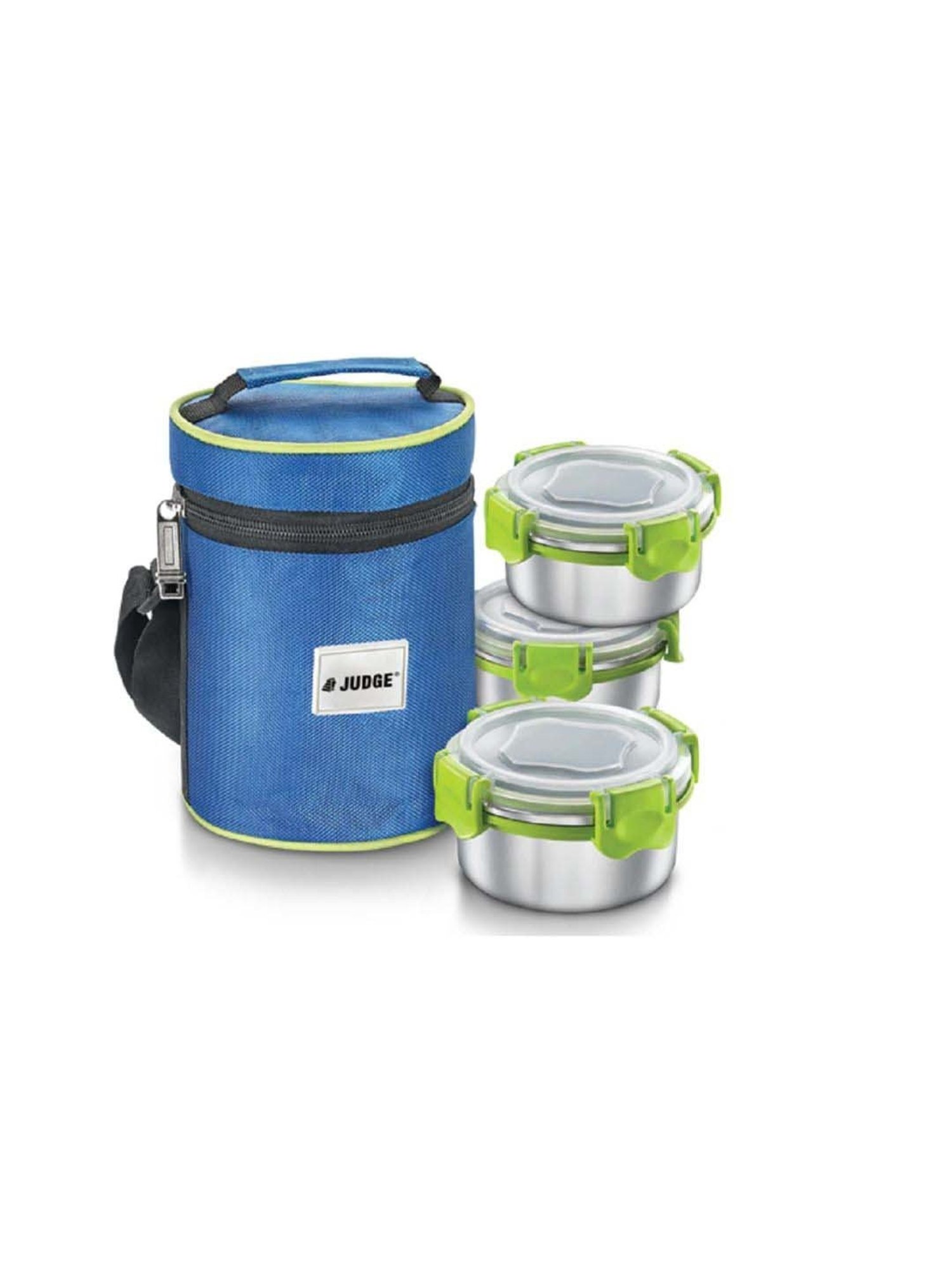 JUDGE Silver & Green Stainless Steel Lunch Box With Bag (0.3 L) - Set of 3