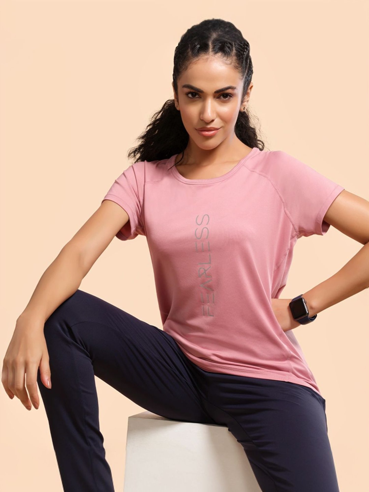 Enamor Pink Graphic Print Sports T-Shirt