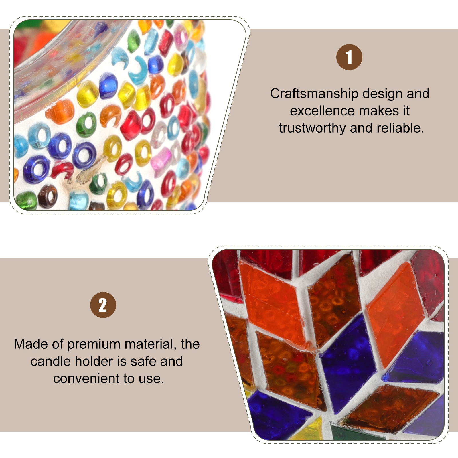 1Pc Mosaic Style Candleholder Classic Home Candlestick Handmade Glass Candle Cup